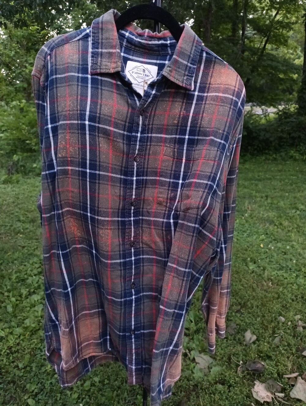 Upcycled Flannel Fall Halloween Ghost Old Truck Primitive Bleached Curated Large - Picture 3 of 4
